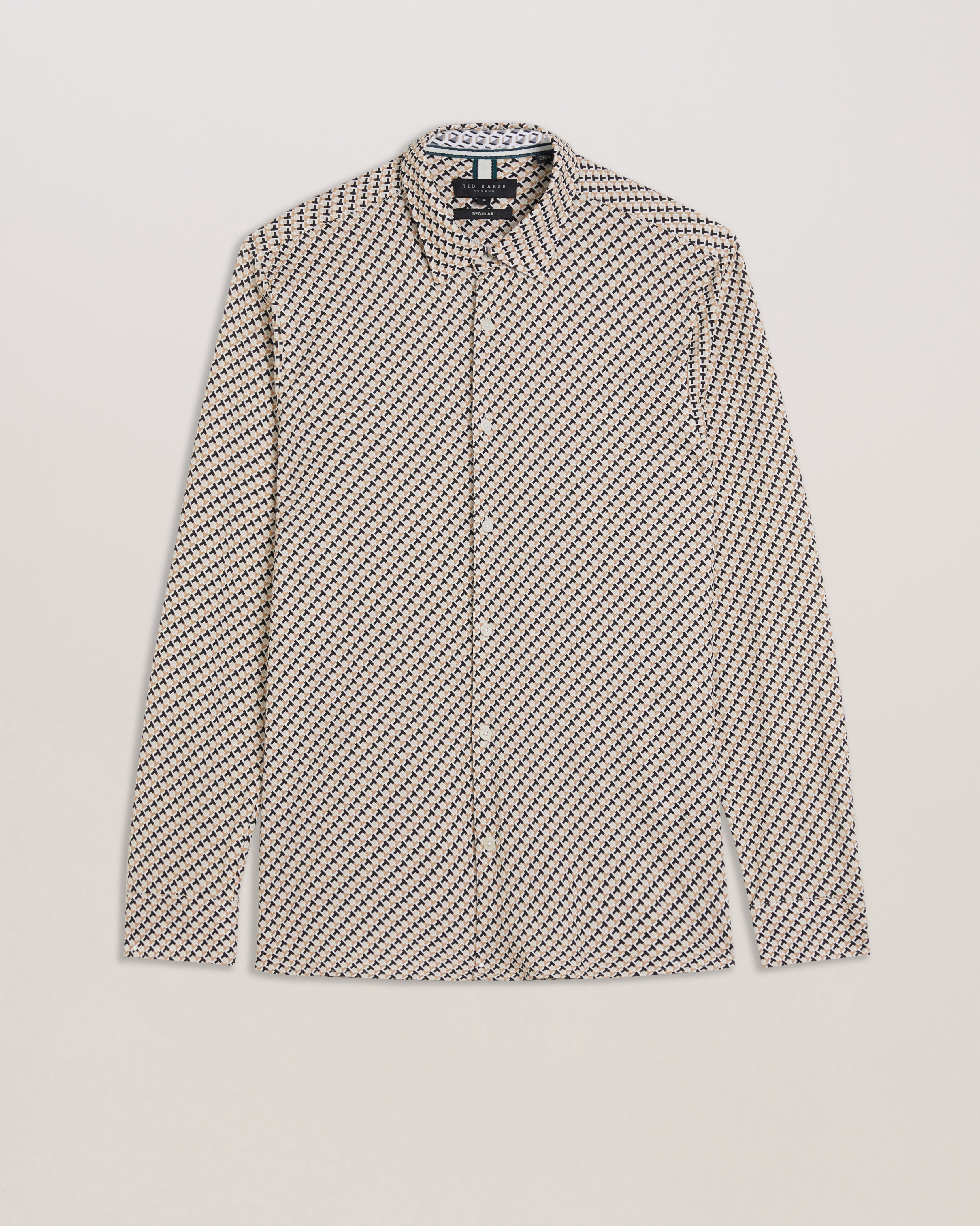 Men's Belsise-Ls Regular Geo Print Jersey Shirt Tan