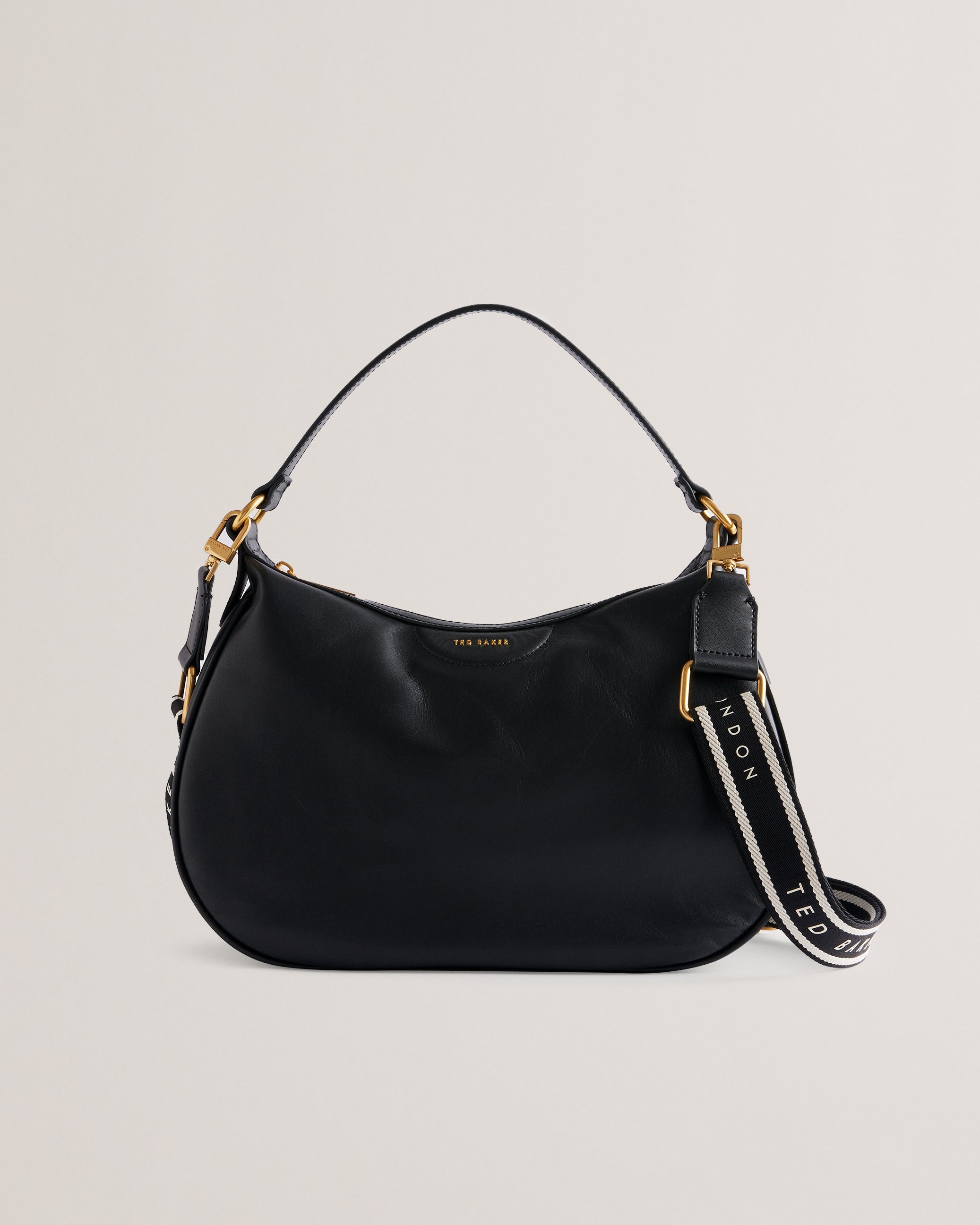Women's Esiah-Webbing Slouchy Leather Hobo Bag Black