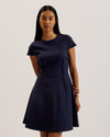 PERCELL: Neoprene Skater Dress Navy