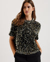 ZARHAAA: Velvet Sequin Short Sleeve Tee