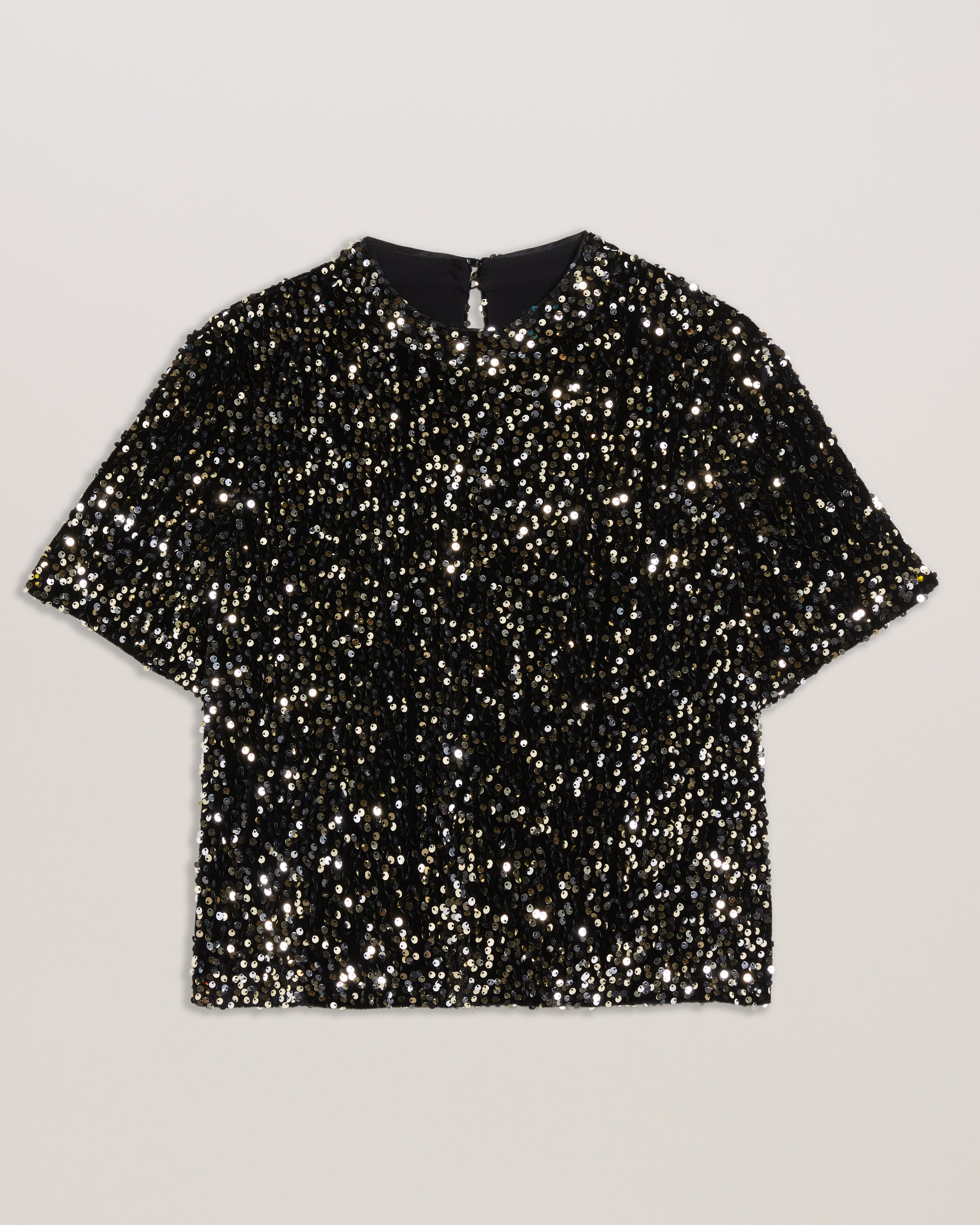 ZARHAAA: Velvet Sequin Short Sleeve Tee