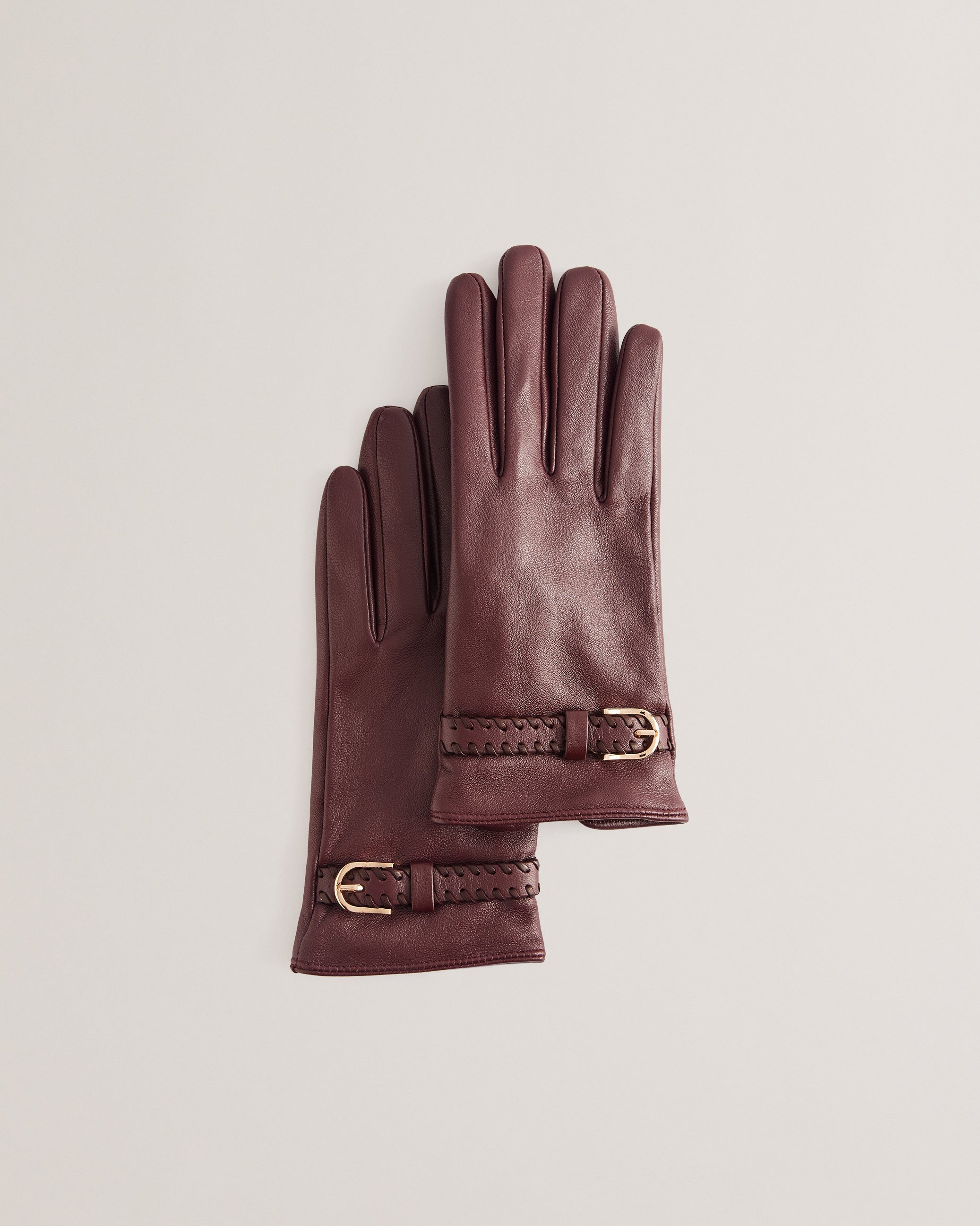 Women's Clairel-Whipstitch Detail Leather Gloves Dp-Purple