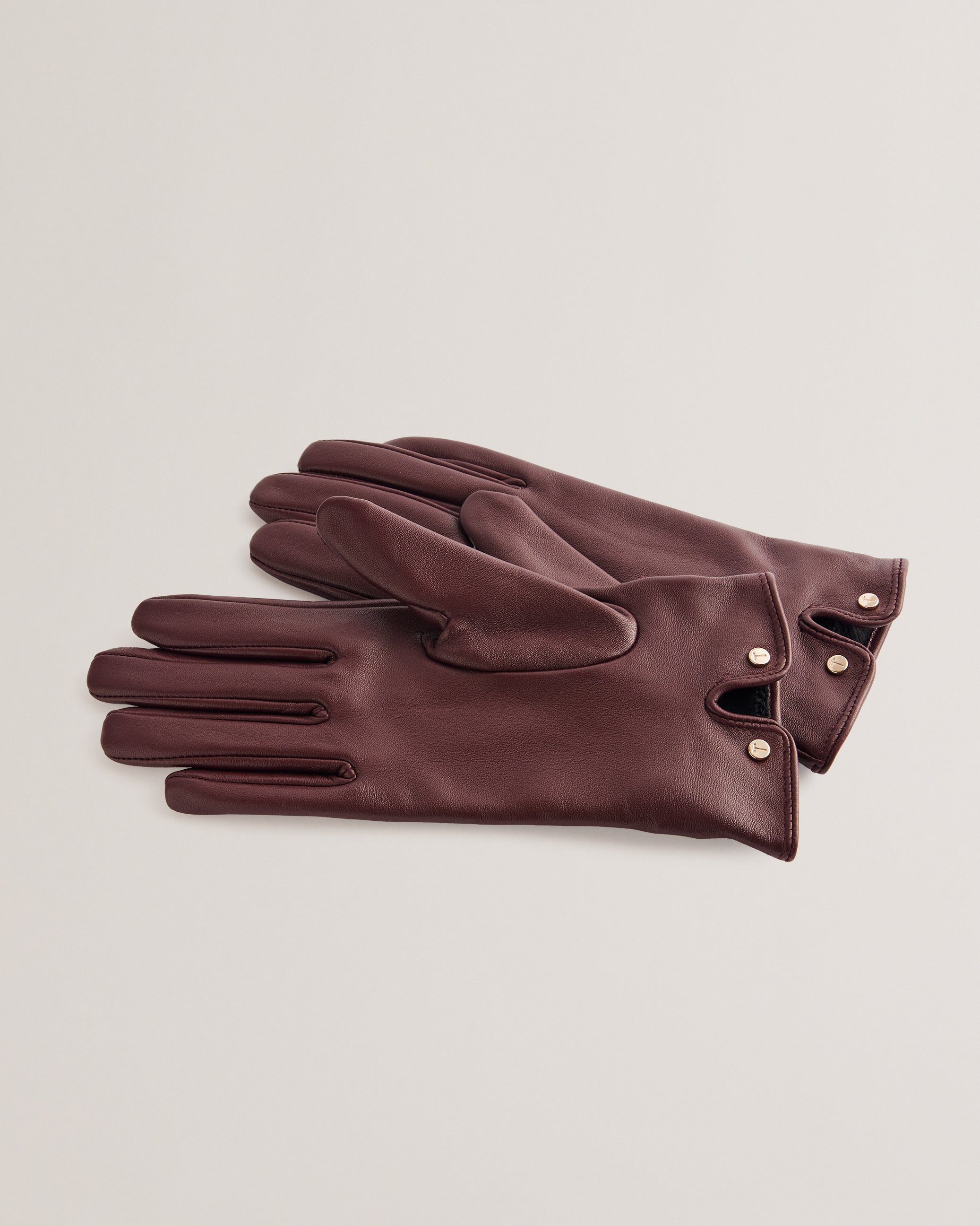 Women's Clairel-Whipstitch Detail Leather Gloves Dp-Purple