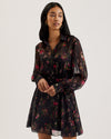 Women's Ebene-Collared Printed Button Down Mini Black