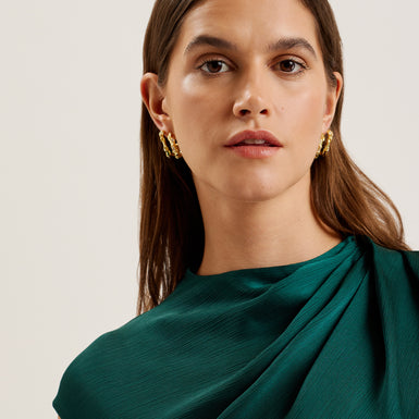 Women's Rimini-Draped Neck Detail Midi Dress Dk-Green