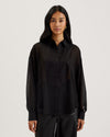 Women's Lechosa-Oversized Chiffon Bib Detail Shirt Black