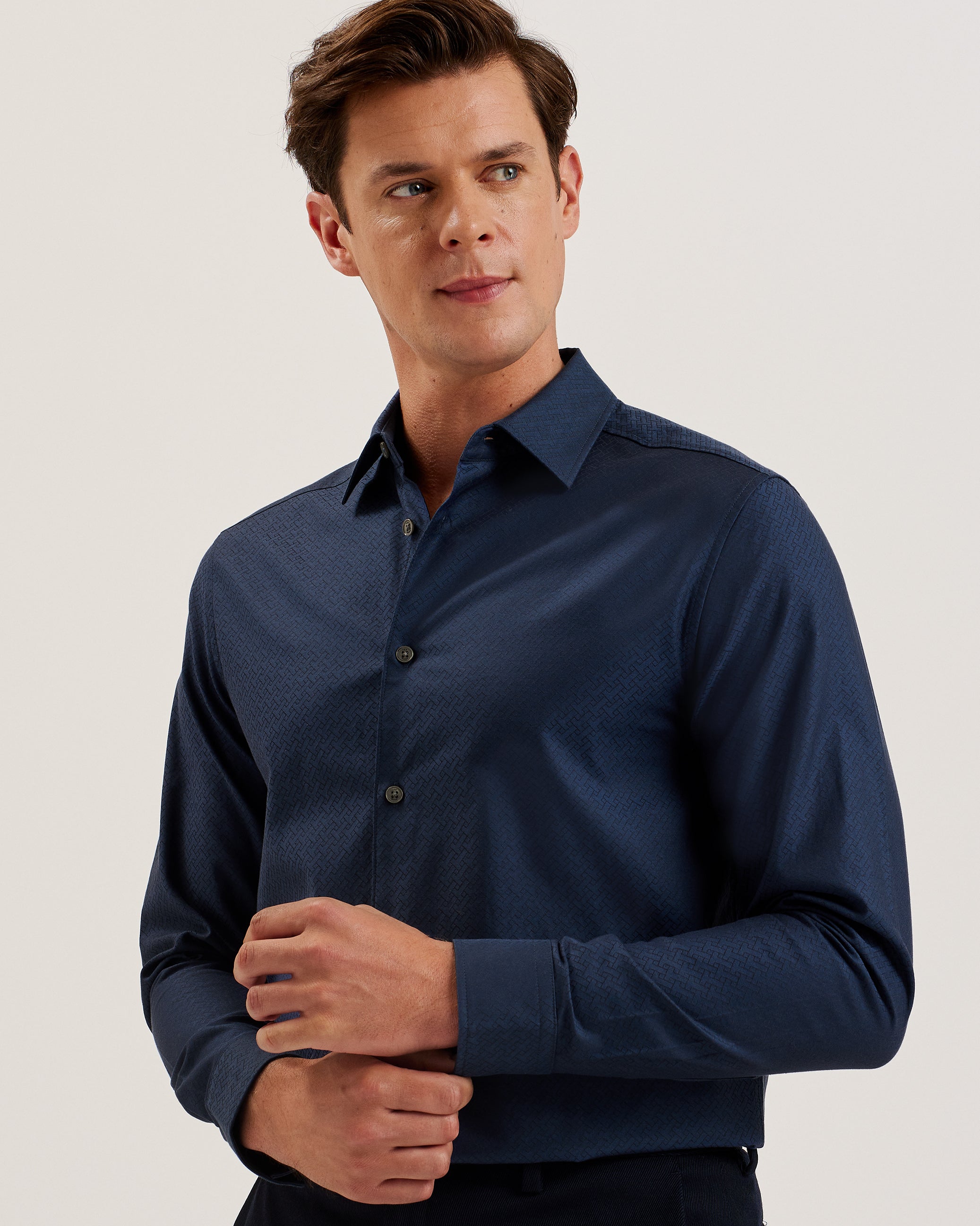 Men's Anshil-Ls Regular Jacquard Shirt Navy
