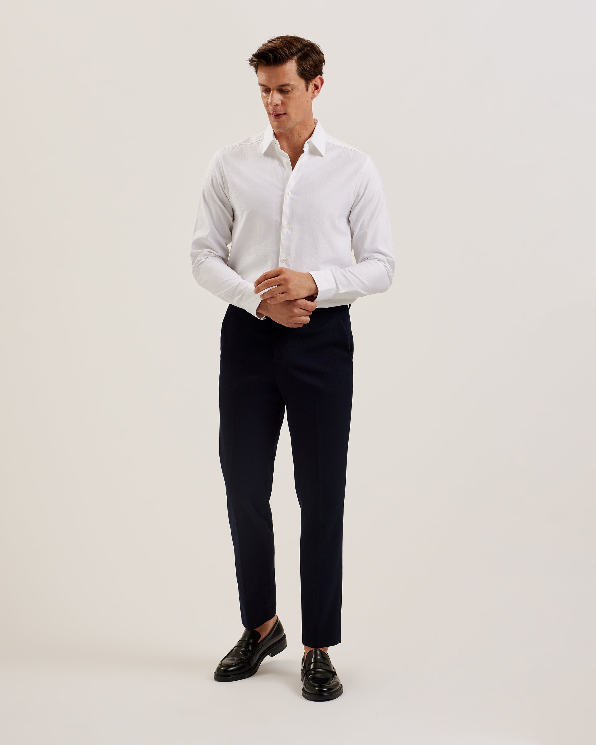 Men's Anshil-Ls Regular Jacquard Shirt White