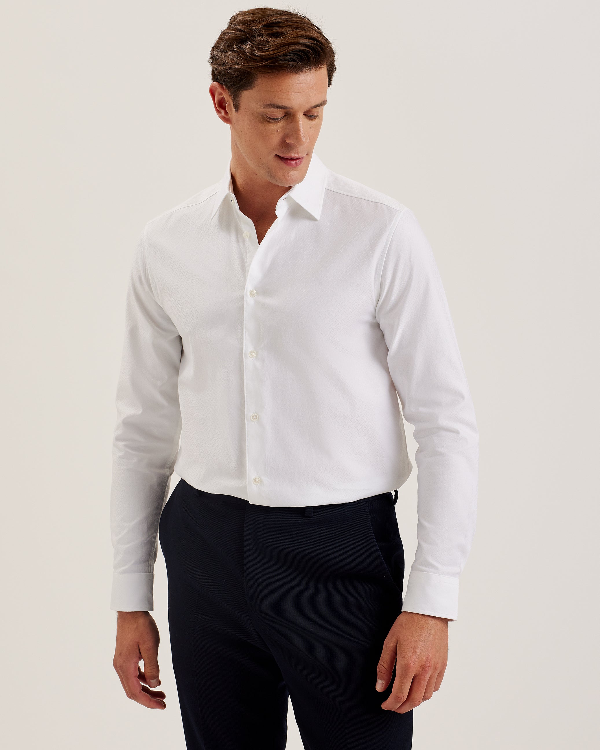 Men's Anshil-Ls Regular Jacquard Shirt White
