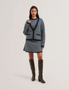 Women's MONICE-Interest Stitch Knitted Cardigan Navy