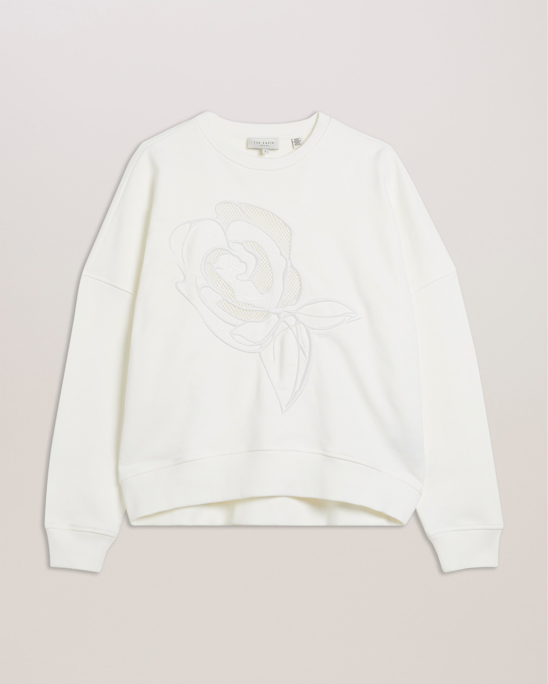 Women's Lotiss-Embroid Burnout Graphic Sweatshirt Ivory