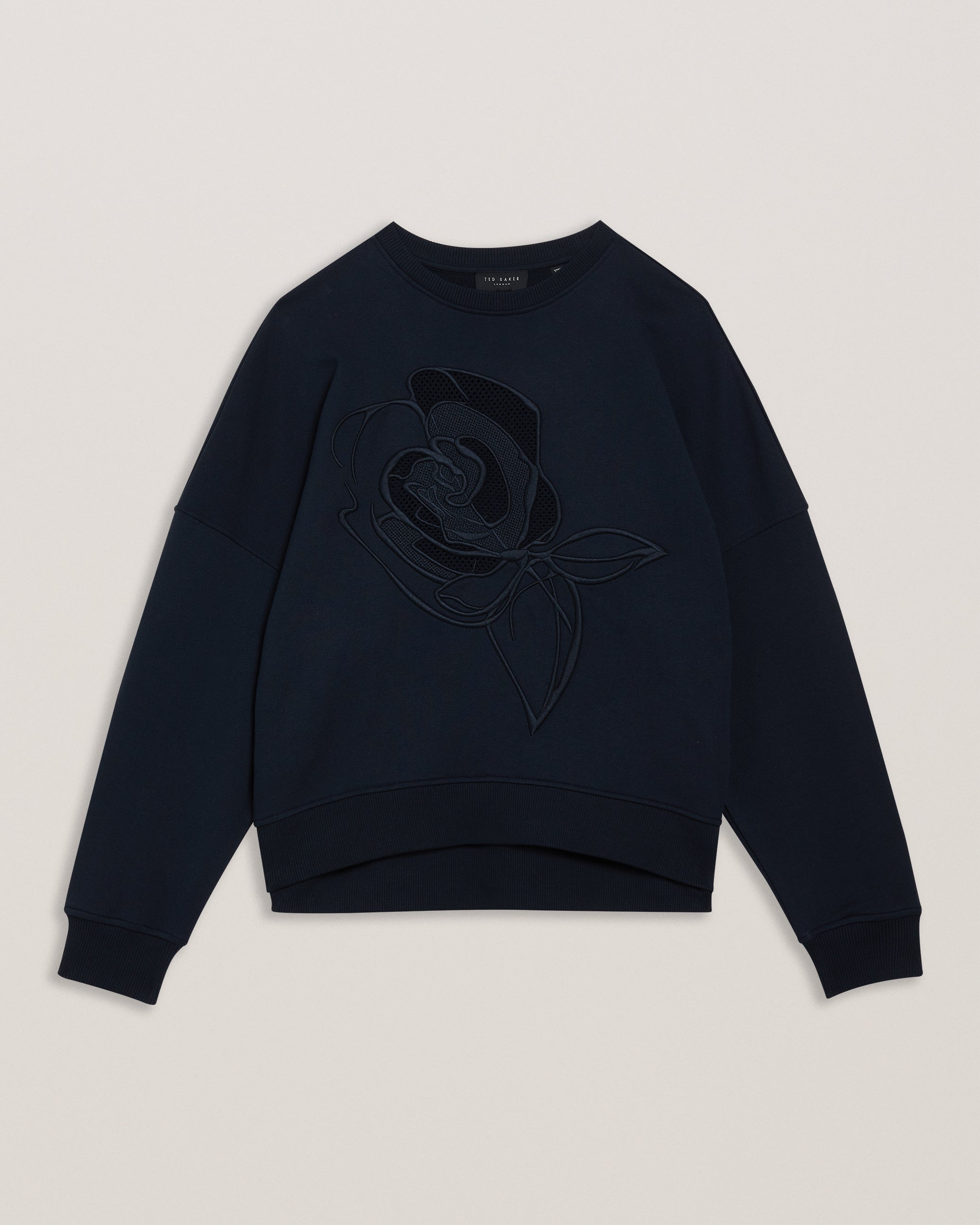 Women's Lotiss-Embroid Burnout Graphic Sweatshirt Navy