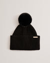 Women's Emilyya-Knitted Bobble Hat Black