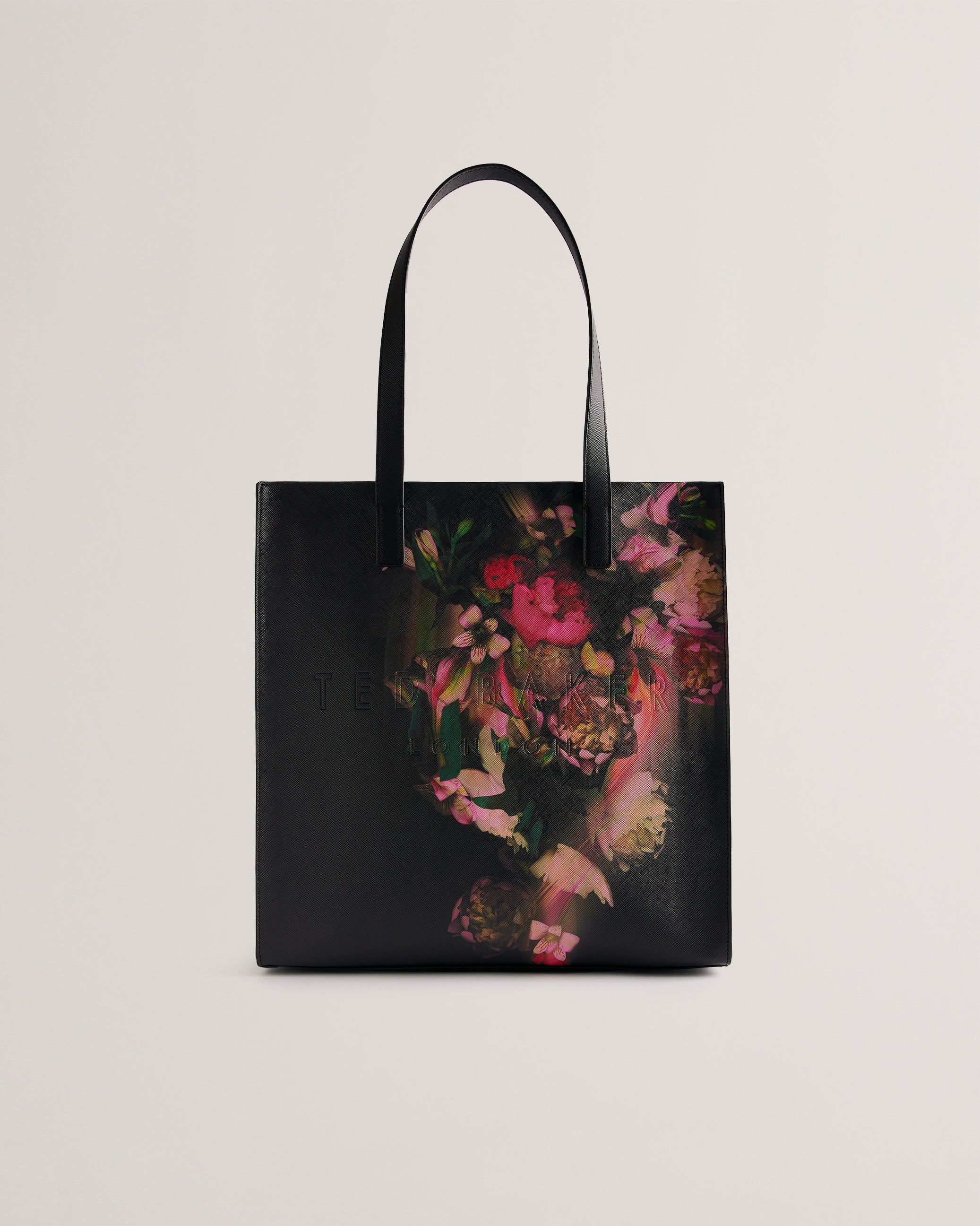 Women's Saliine-Printed Floral Large Icon Bag Black