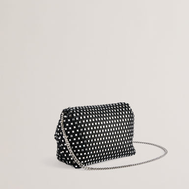 Women's Glitszi-Mesh Crystal Cross Body Bag Black