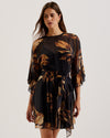 Women's Elster-Frill Detail Sleeve Sheer Mini Dress Black