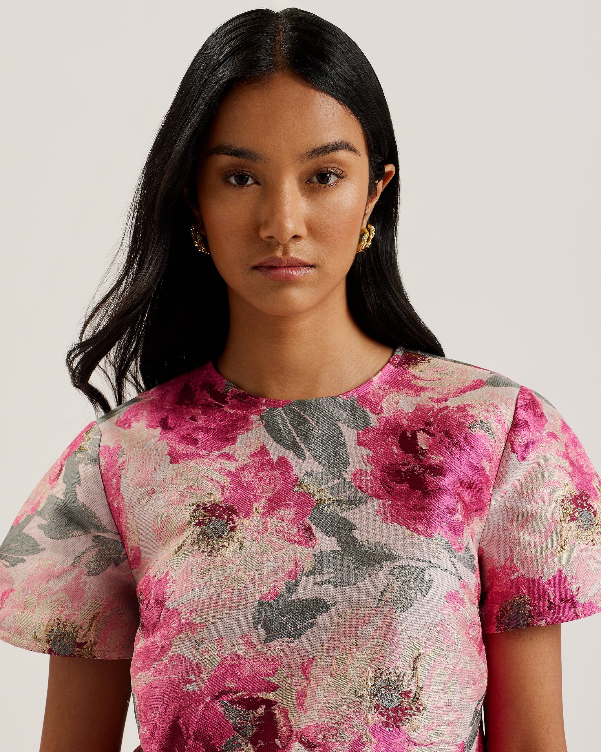 bow a⭐︎JACQUARD PEONY TOPS