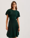 Women's Alenha-Knitted Angel Sleeve Mini Dress Dk-Green