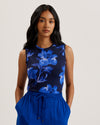 Women's Delanah-Sleeveless Printed Jersey Vest Blue