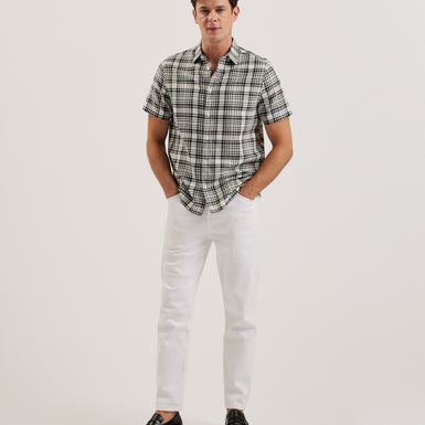 Men's Olivere-Ss Relaxed Fit Block Check Shirt Black