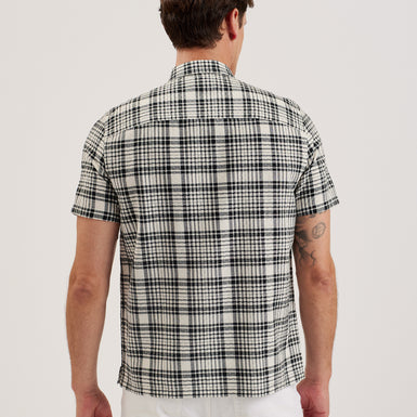 Men's Olivere-Ss Relaxed Fit Block Check Shirt Black