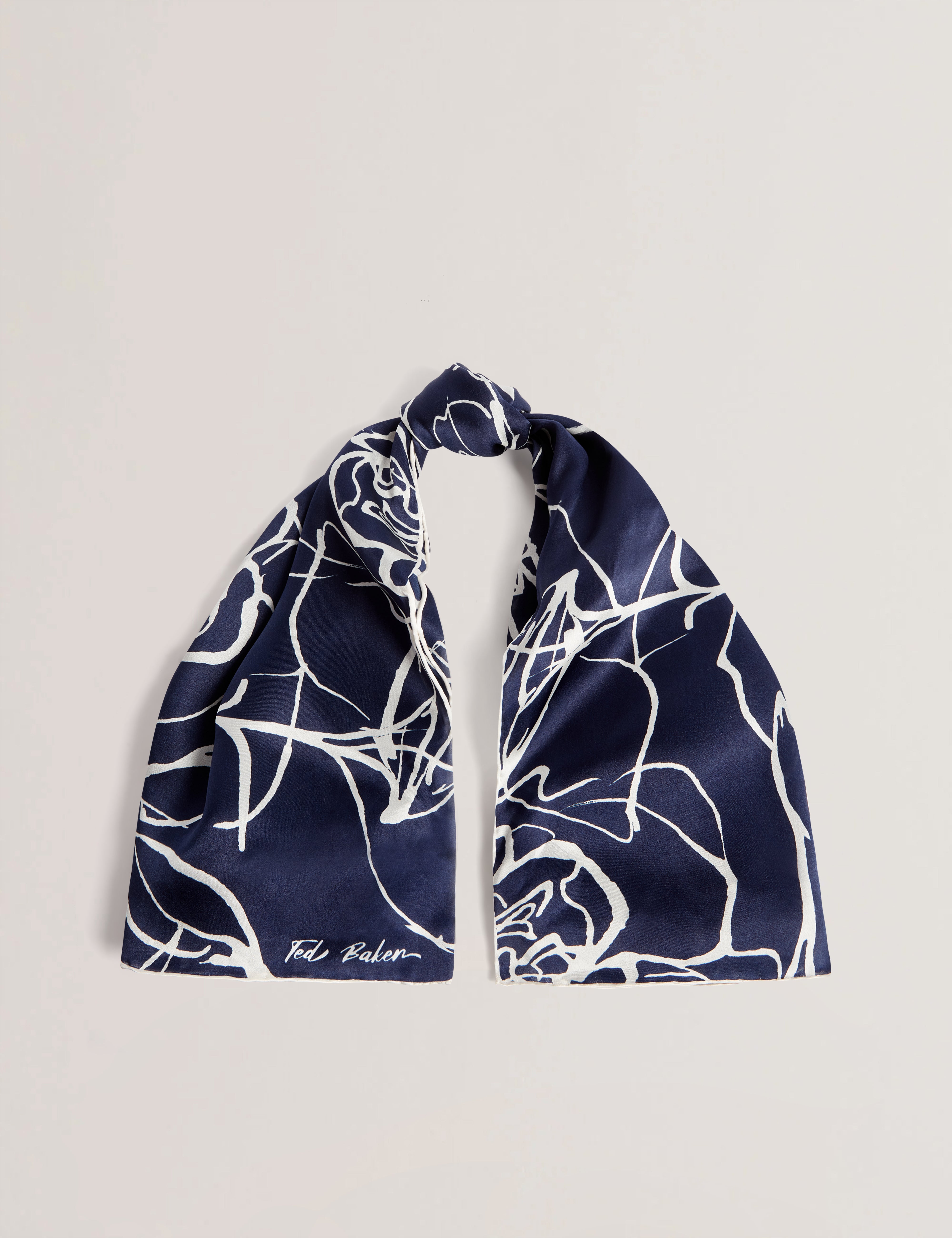 Women's DENNISE-Linear Rose Silk Square Scarf
