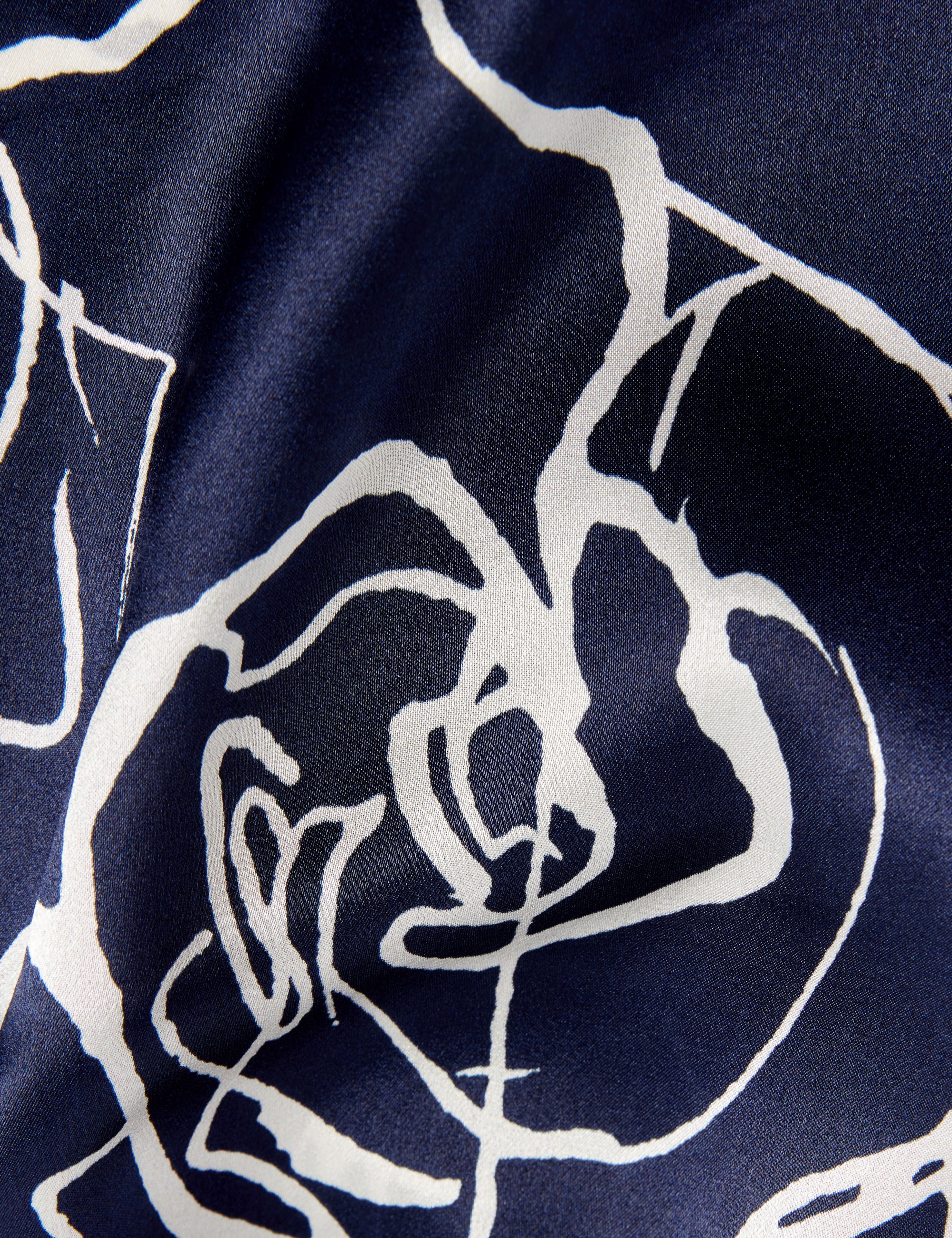 Women's DENNISE-Linear Rose Silk Square Scarf