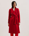 ROSE: Midi Length Belted Wool Wrap Coat Brt-Red