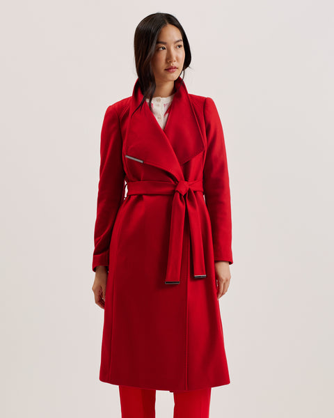 ROSE: Midi Length Belted Wool Wrap Coat Brt-Red – Poseidon Brands