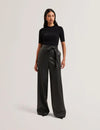 Women's Telea-Faux Leather Leg Knit Bodice Jumpsuit