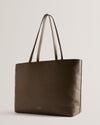 Women's Stalie-Checked Stitch Detail Tote Bag Khaki
