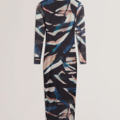 Women's ELLYLOU-Printed Mesh Bodycon Gathere