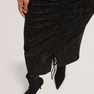 SHERLAY: Jacquard Bodycon Gathered Midi Dress