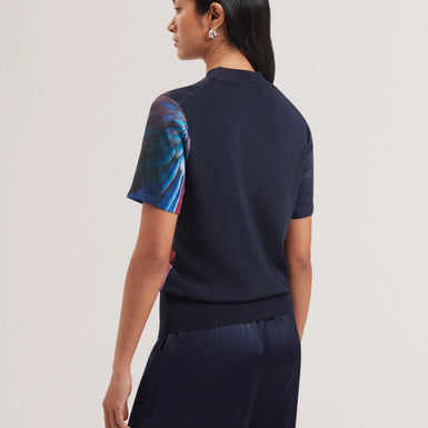 Women's MIMRAA-Woven Front Knitted Tee