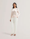 Women's VIVVYAN-Printed Woven Front High Neck Petal Pink