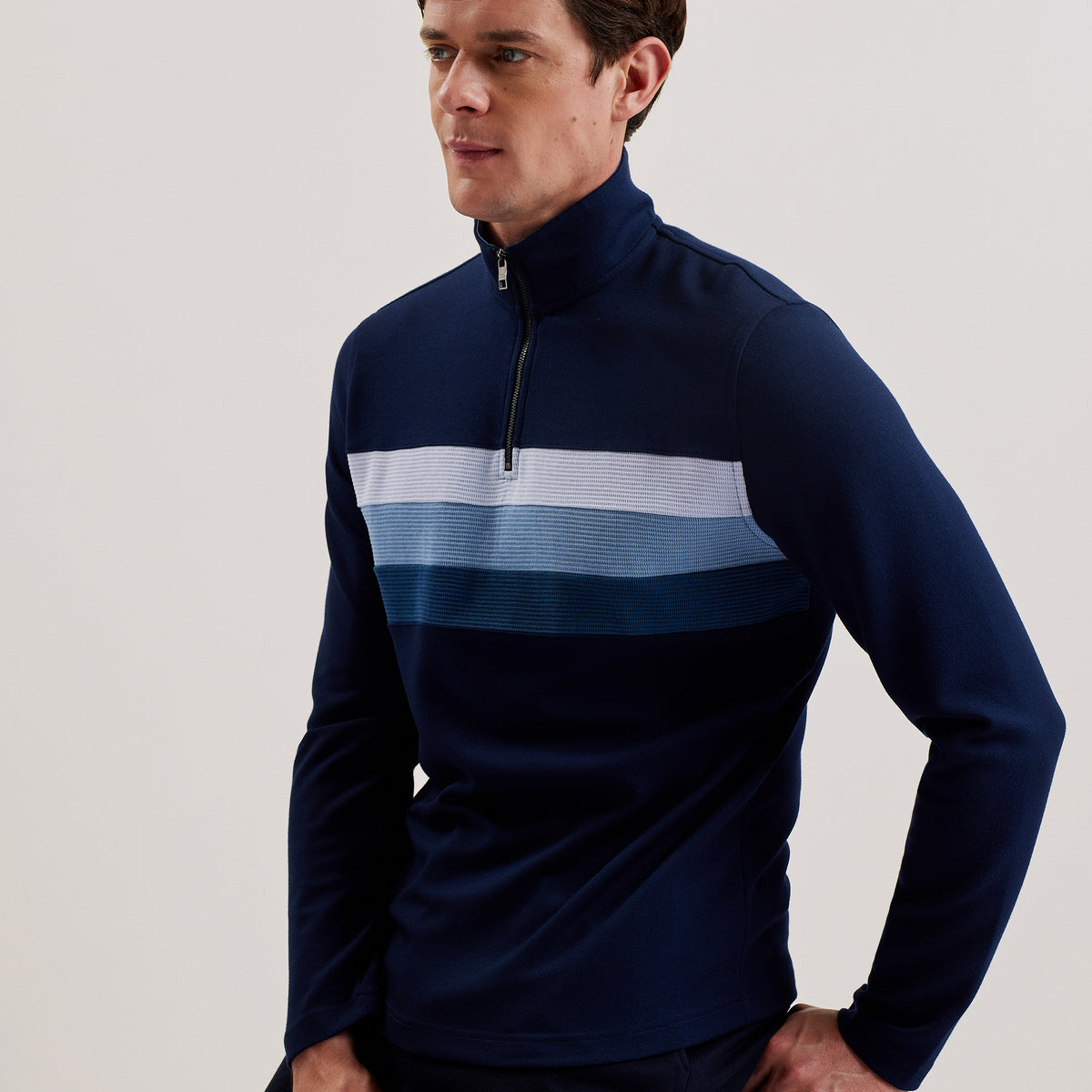 Men's Longman-Ombre Detail Half Zip Sweatshirt Navy – Poseidon Brands ...