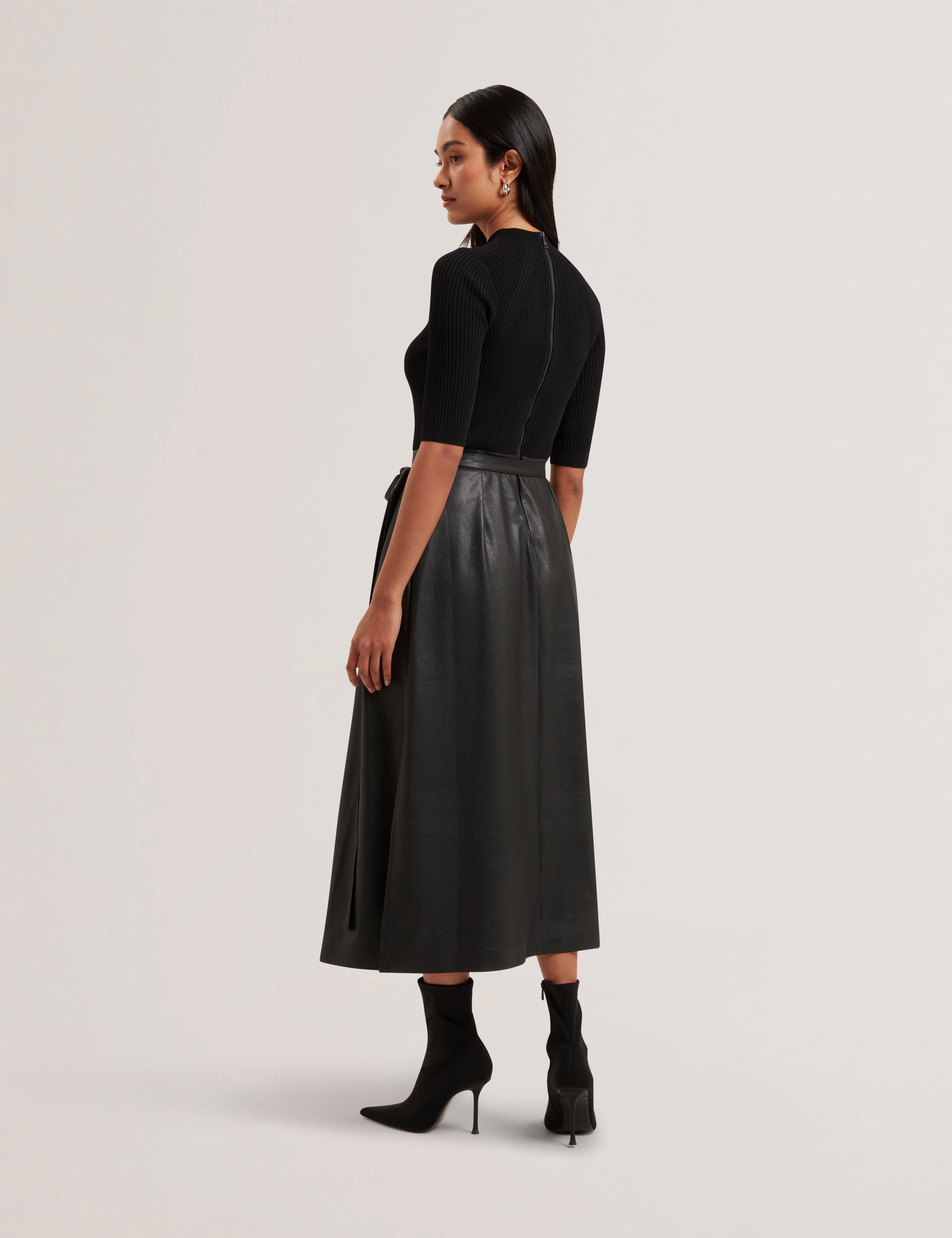 Women's MATTA-Faux Leather Skirt Knit Bodice Poseidon Brands (Pty) Ltd Women's MATTA-Faux Leather Skirt Knit Bodice Poseidon Brands (Pty) Ltd