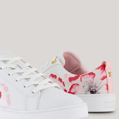 Women's Alisun-Bloom Leather Trainers White-Red