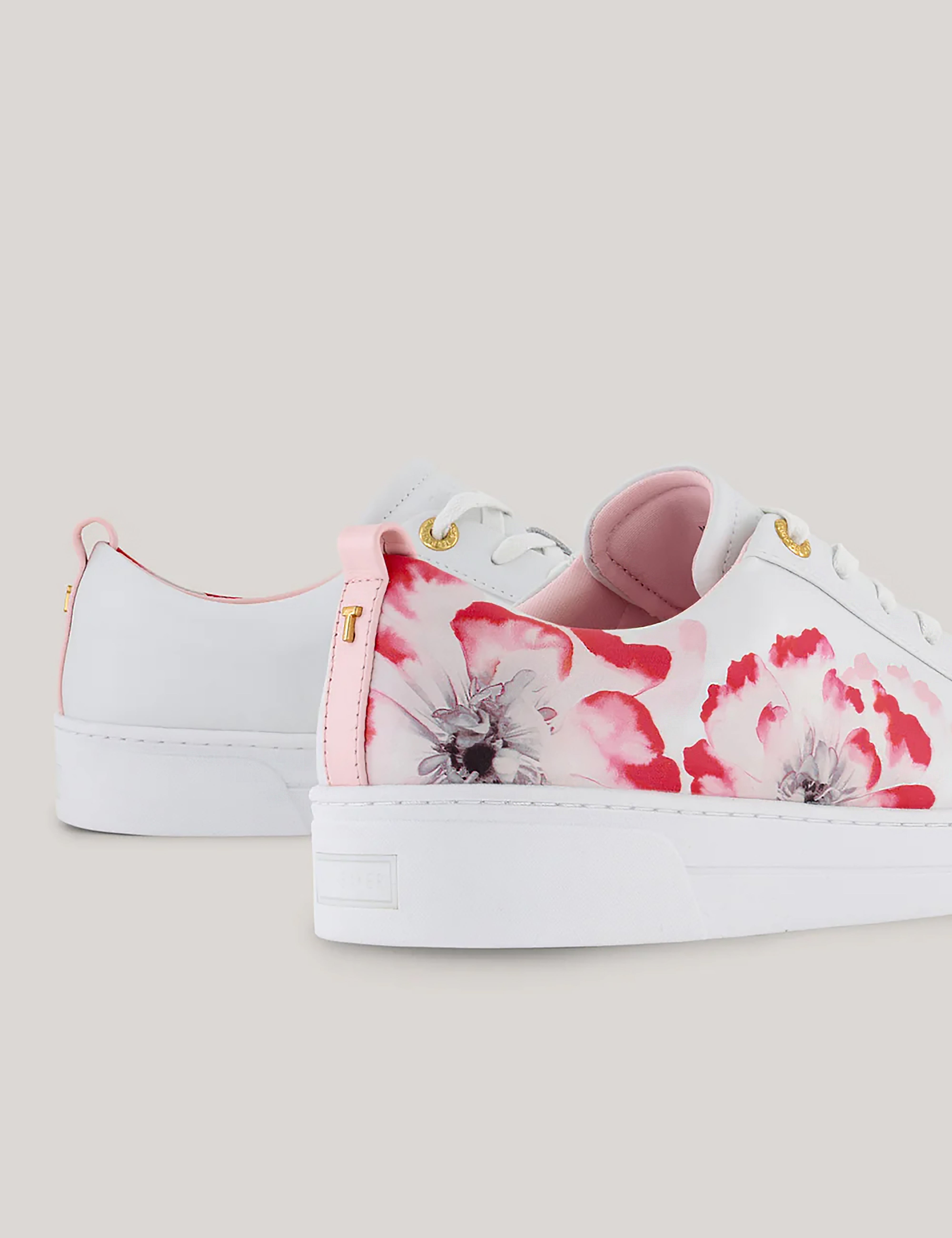 Women's Alisun-Bloom Leather Trainers White-Red