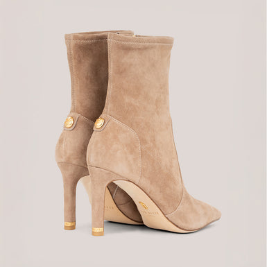 Women's PIPEER-Suede Heeled Sock Boot Tan