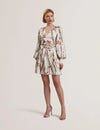 Women's CUIABA-Pleat Detail V-neck Mini Dress