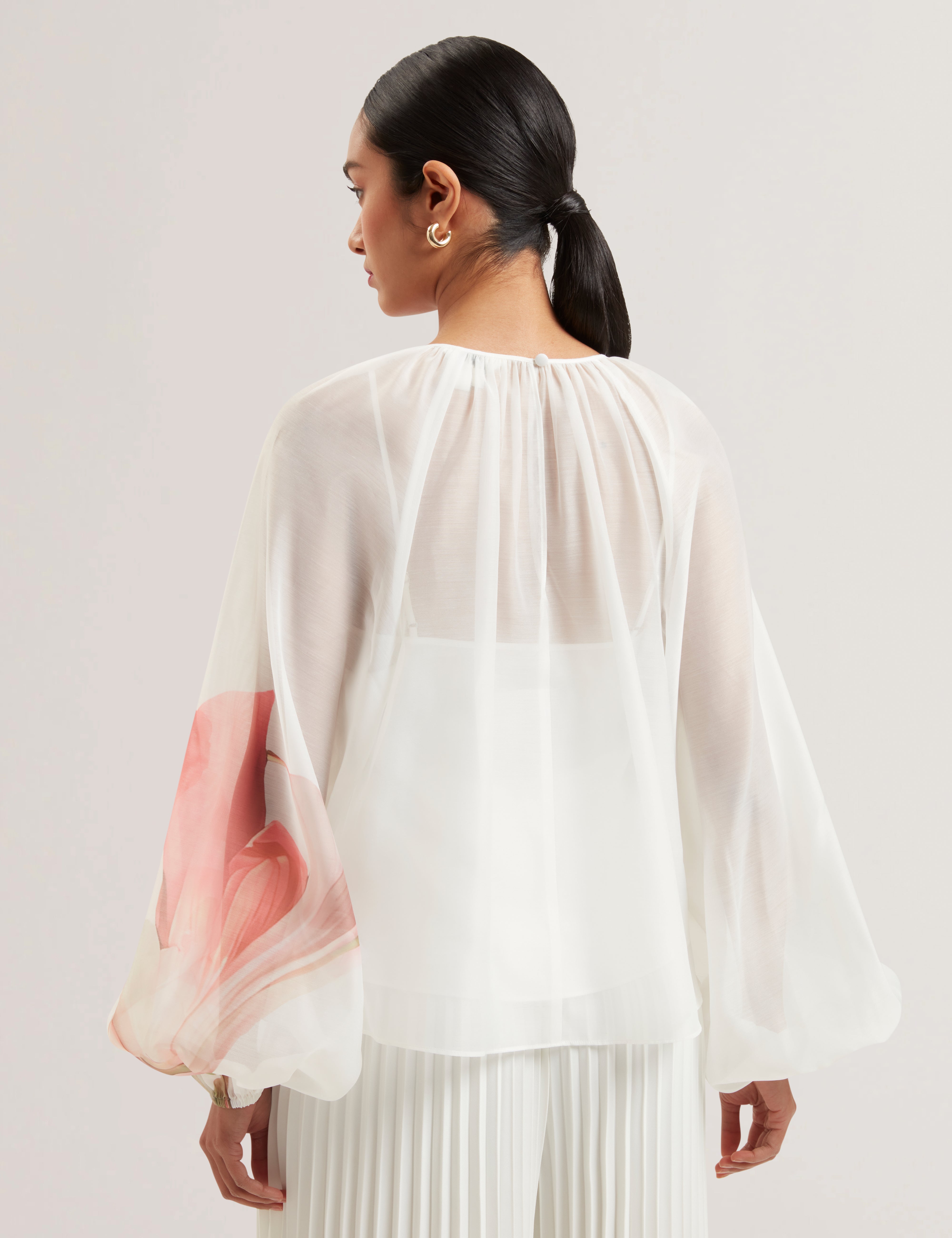 Women's ERIANA-Organza Puff Sleeve Blouse