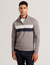 VIKTORO: T Stitch Contrast Panel Half-Zip