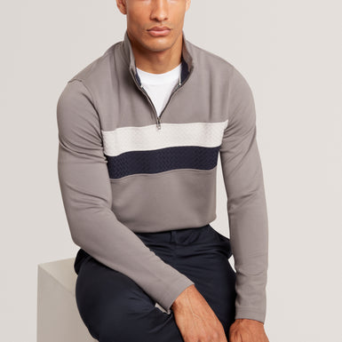 VIKTORO: T Stitch Contrast Panel Half-Zip