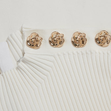 LILANO: Ribbed Knit Button Detail Skater Dress