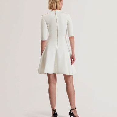 LILANO: Ribbed Knit Button Detail Skater Dress