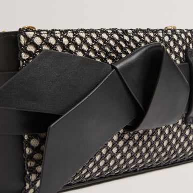Womens JEESIE-Soft PU Bow Canvas Clutch Bag