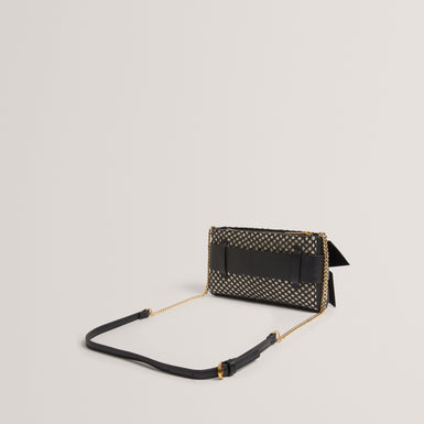 Womens JEESIE-Soft PU Bow Canvas Clutch Bag