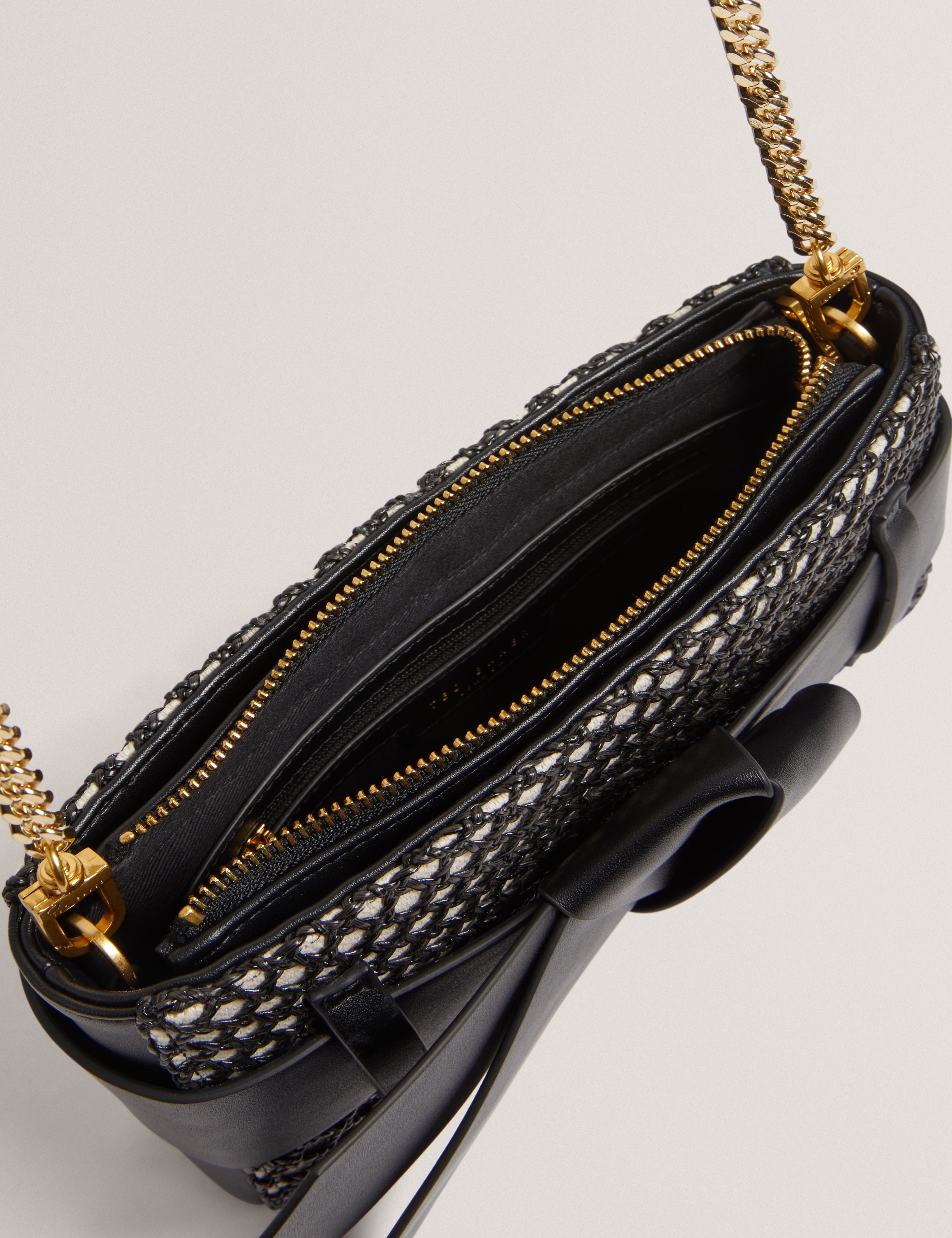 Womens JEESIE-Soft PU Bow Canvas Clutch Bag