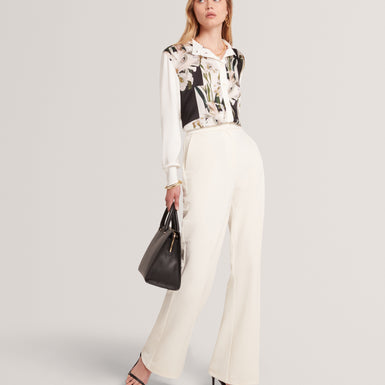 Women's BELVIAA-Printed Woven Front Cardigan